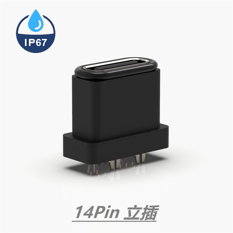 14P防水 TYPE-C母座 立式插板 US04-105LC-0011